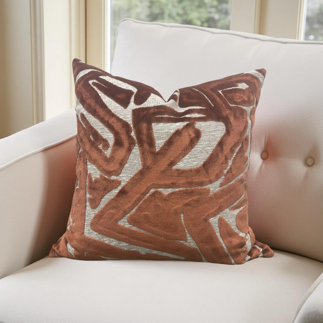 Designer Fabric ACDC Spice 22x22" Knife Edge Decorative Throw Pillow