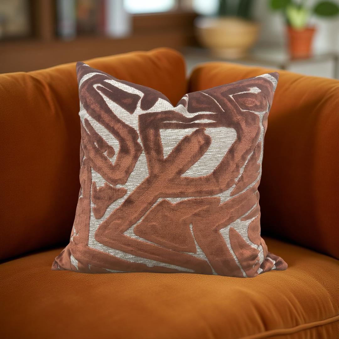 Designer Fabric ACDC Spice 22x22" Knife Edge Decorative Throw Pillow