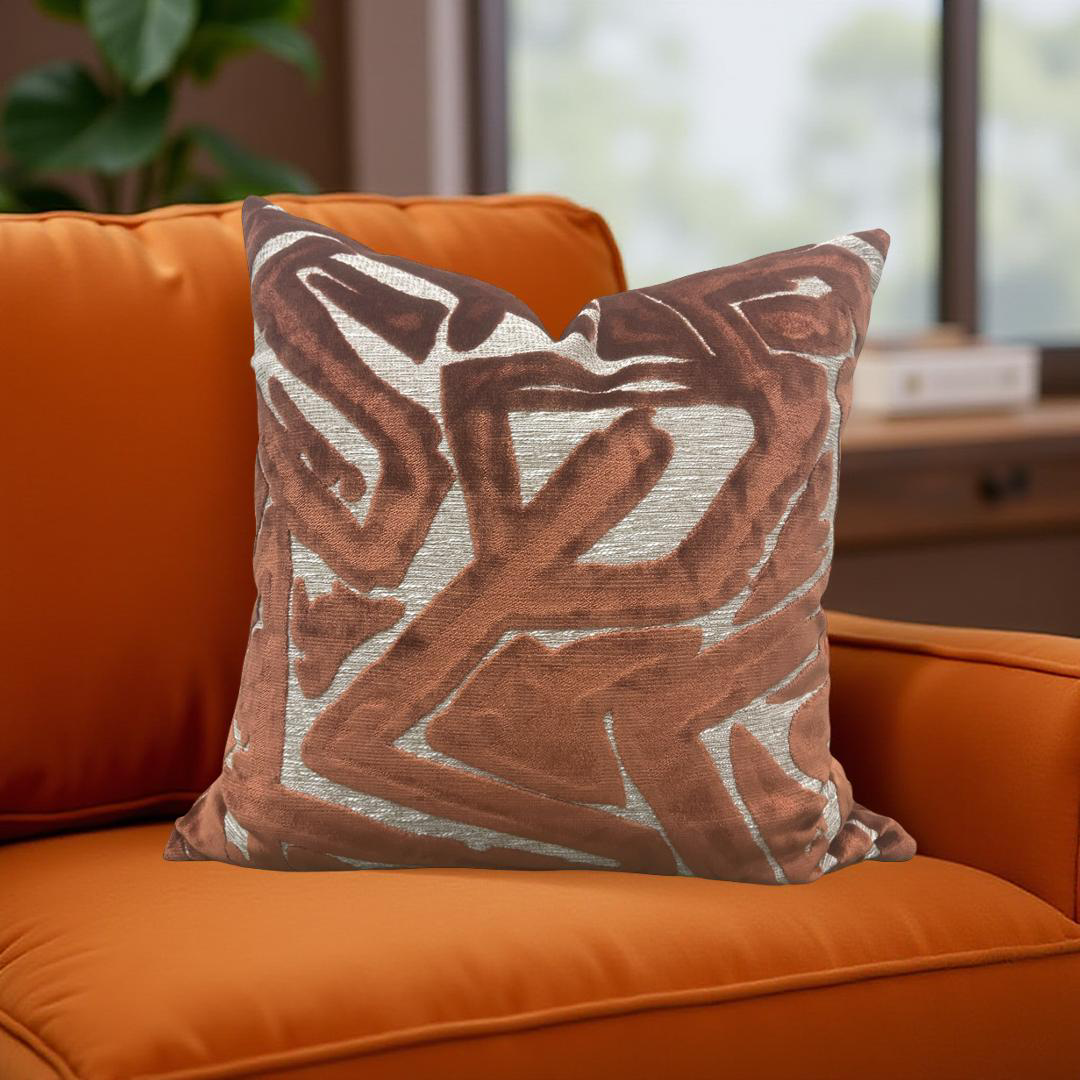 Designer Fabric ACDC Spice 22x22" Knife Edge Decorative Throw Pillow