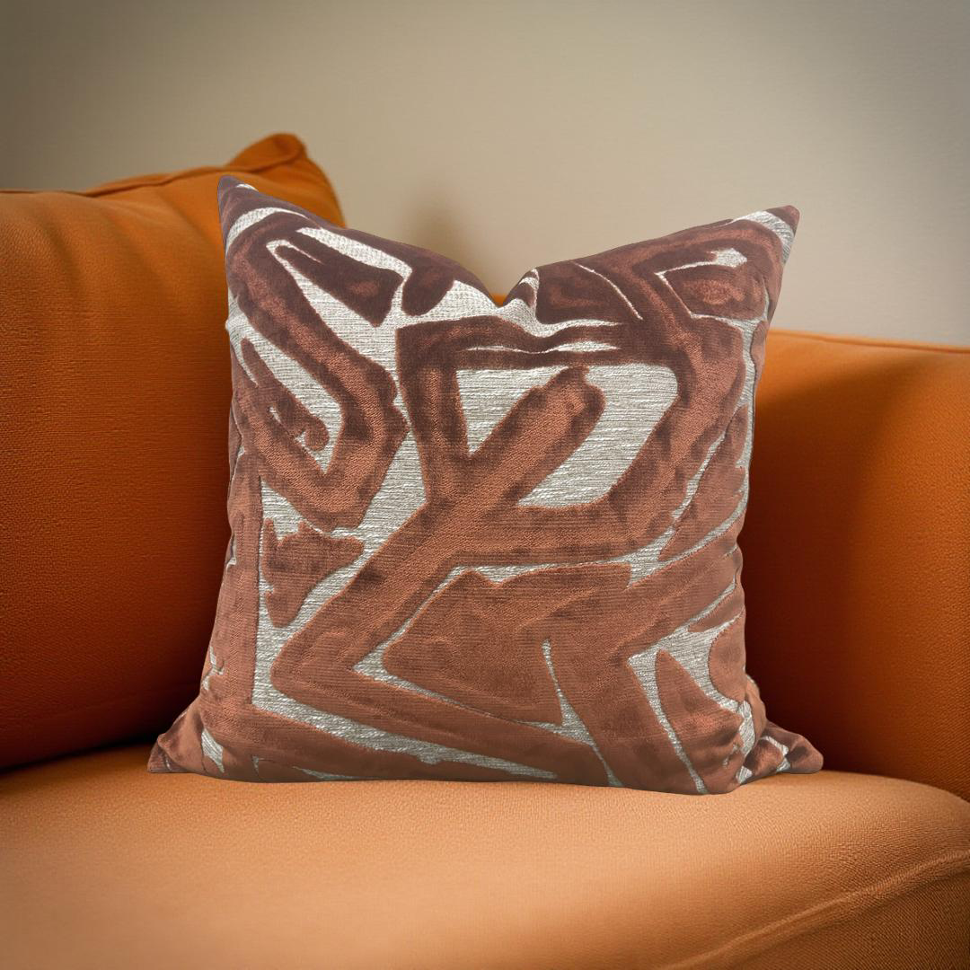 Designer Fabric ACDC Spice 22x22" Knife Edge Decorative Throw Pillow