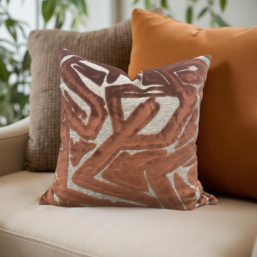 Designer Fabric ACDC Spice 22x22" Knife Edge Decorative Throw Pillow