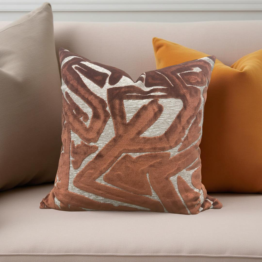 Designer Fabric ACDC Spice 22x22" Knife Edge Decorative Throw Pillow