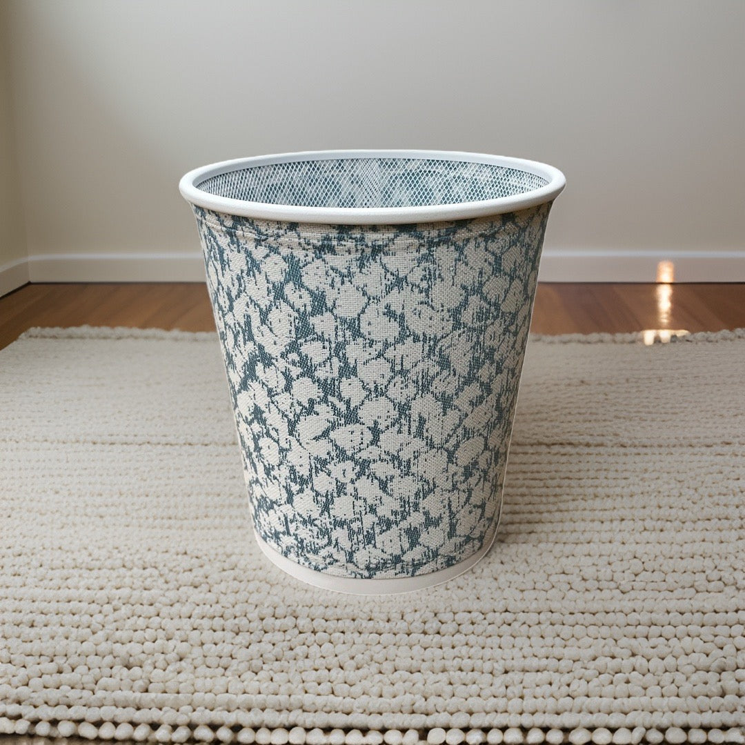 Light Blue and White Decorative Waste Basket