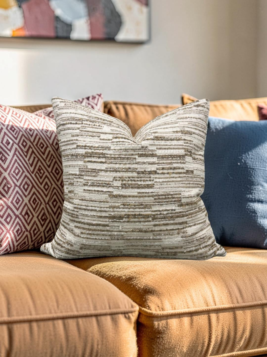 Decorative Pillow Jenga Tobacco Boucle 20x20" Knife Edge Cover