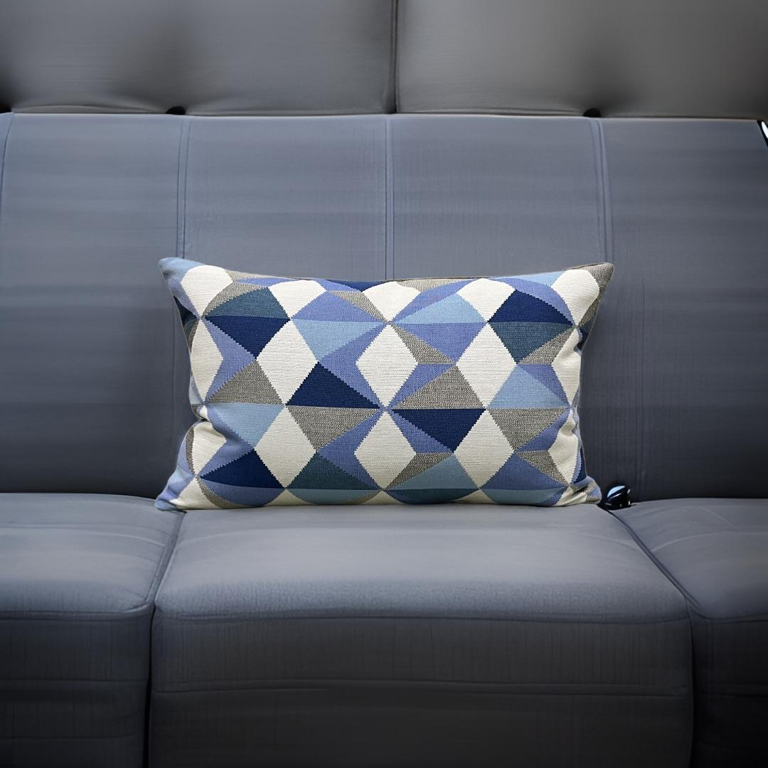 Dialogue Cobalt 12x18" Knife Edge Decorative Lumbar Pillow