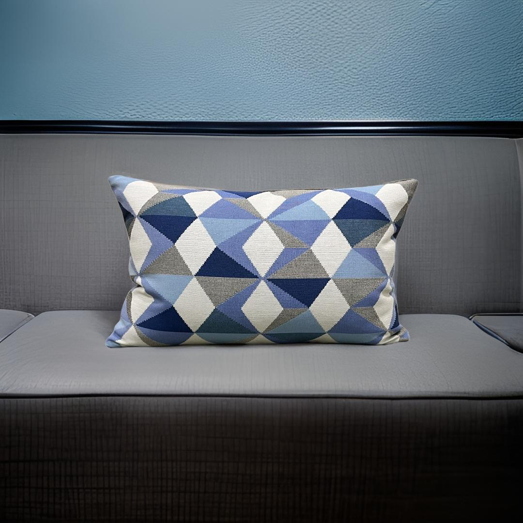 Dialogue Cobalt 12x18" Knife Edge Decorative Lumbar Pillow