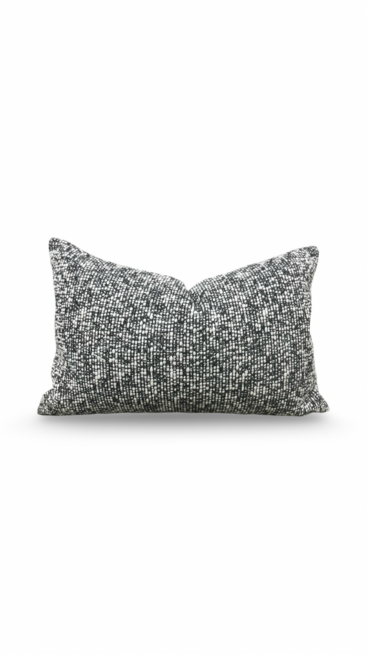Black and Cream Textured Weave 12X18" Knife Edge Decorative Lumbar Pillow