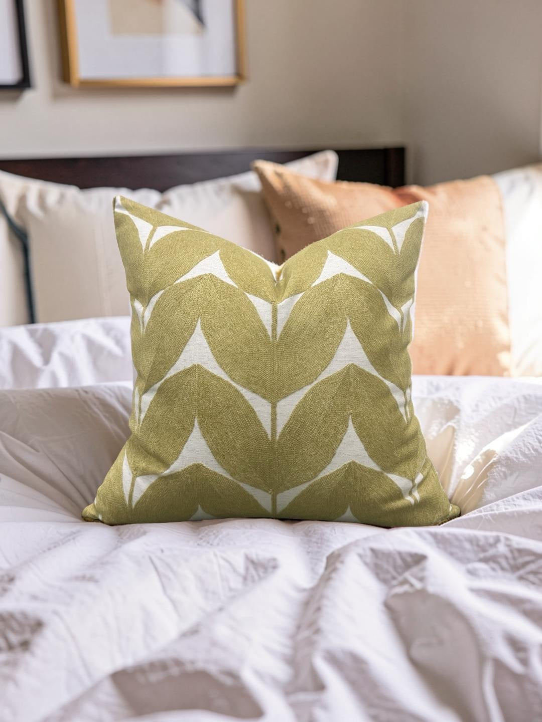 Casamance Decorative Pillow Herbes Folles Moutarde 22x22" Knife Edge Cover