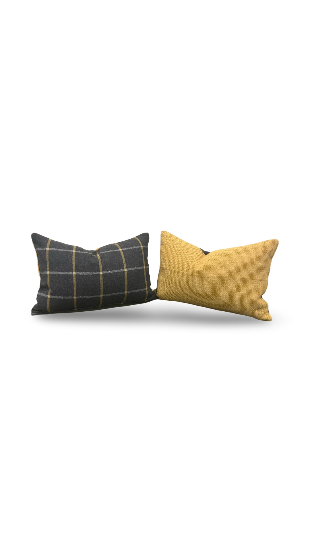 Charcoal and Gold Check 12X18" Knife Edge Decorative Lumbar Pillow