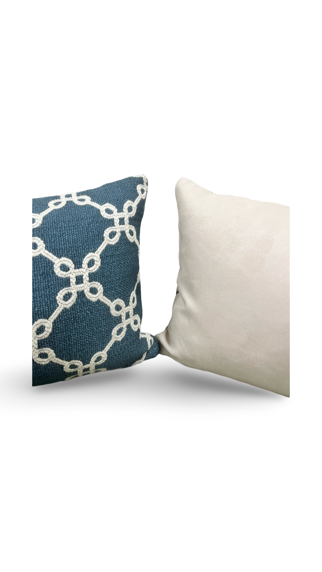 Cobalt Cream Linked Lattice 12X18" Knife Edge Decorative Lumbar Pillow