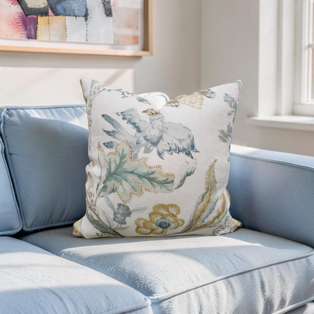Decorative Pillow Belvedere Blue 22x22" Knife Edge Cover
