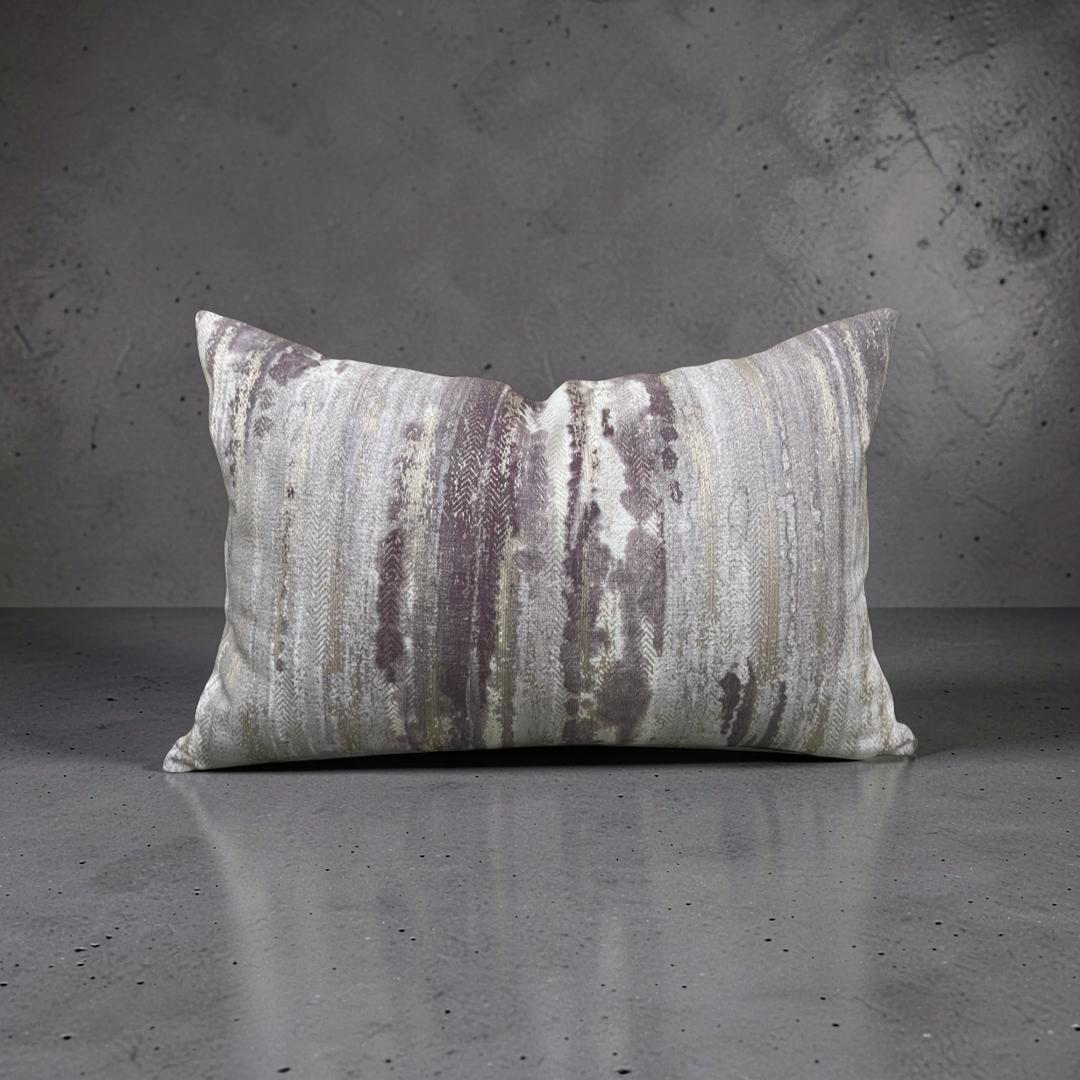 Cream and Violet Knife Edge Lumbar Pillow 12x18" Knife Edge Cover