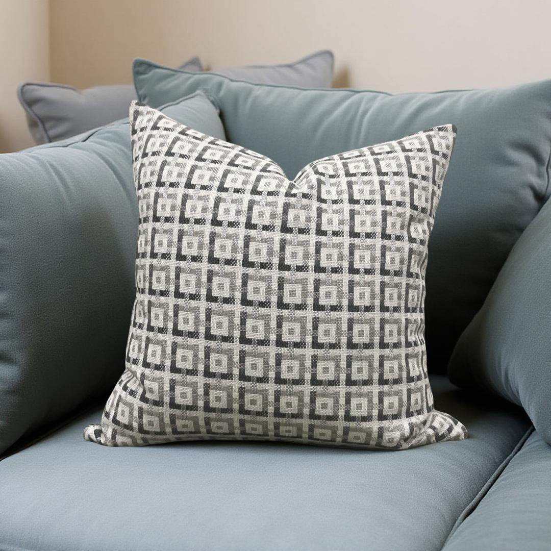 Decorative Pillow Casse Jacquard Geometric Print 22x22" Knife Edge Cover