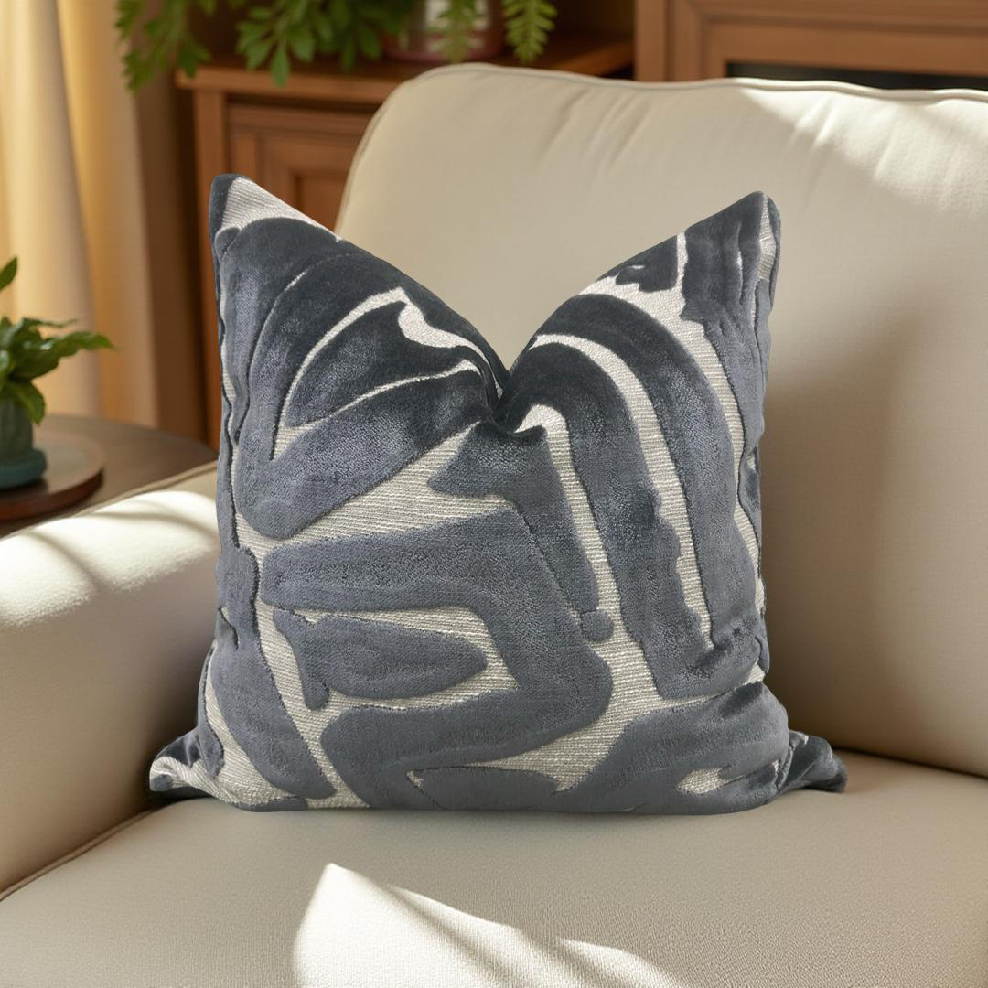 Designer Fabric ACDC Graphite 18x18" Knife Edge Decorative Throw Pillow