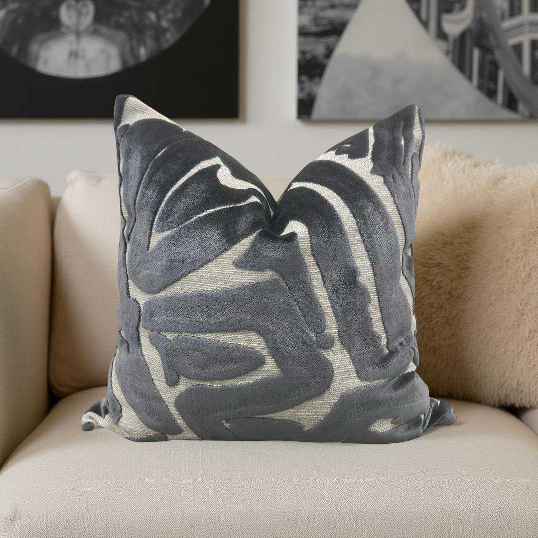 Designer Fabric ACDC Graphite 18x18" Knife Edge Decorative Throw Pillow