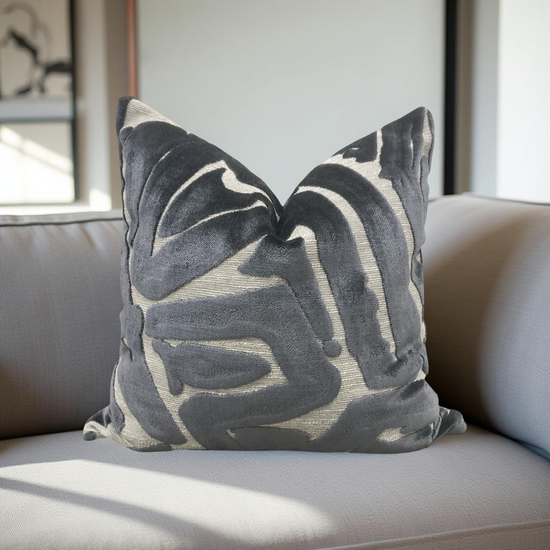 Designer Fabric ACDC Graphite 18x18" Knife Edge Decorative Throw Pillow