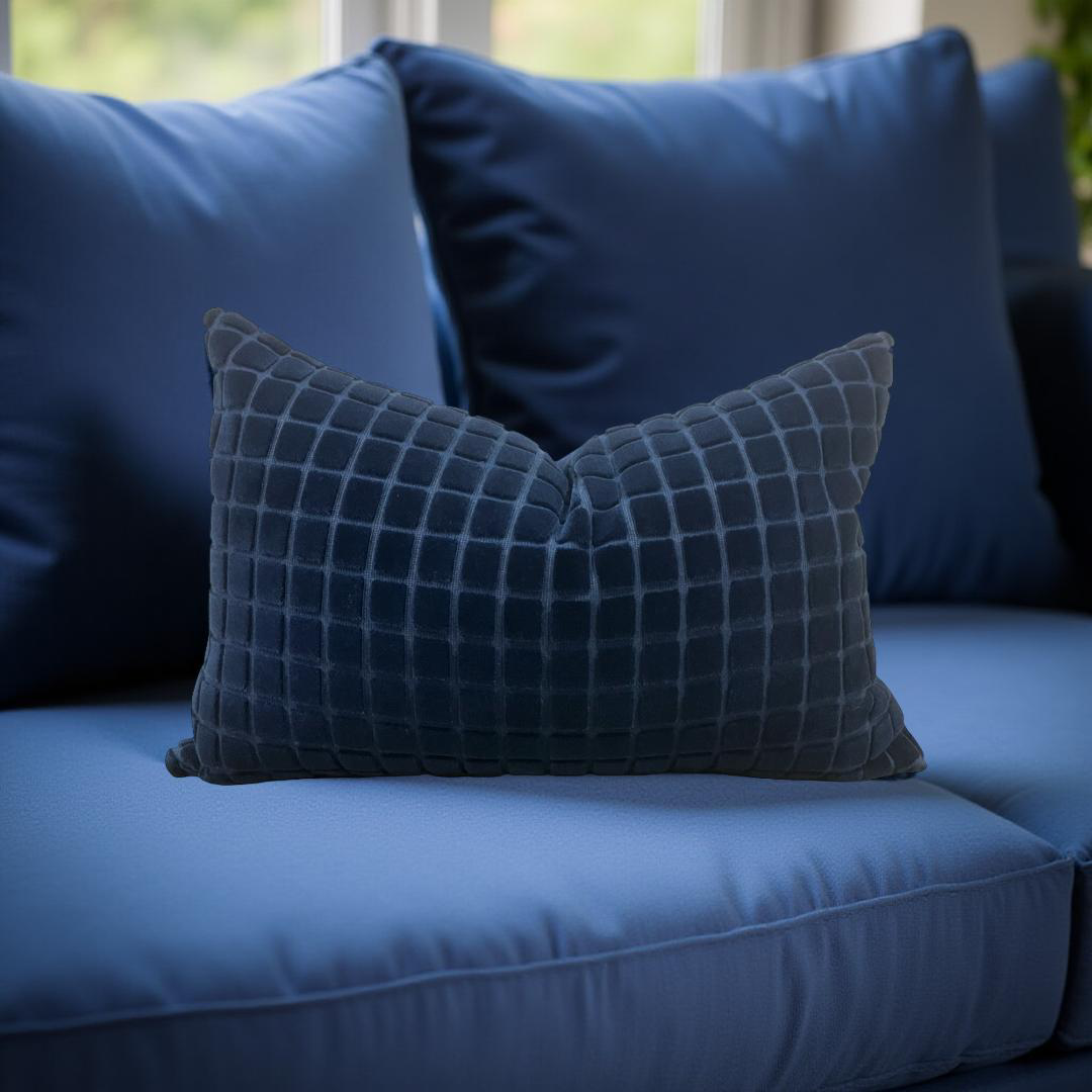 Designer Fabric Smalti Blue Grotto 12x18" Knife Edge Decorative Lumbar Pillow