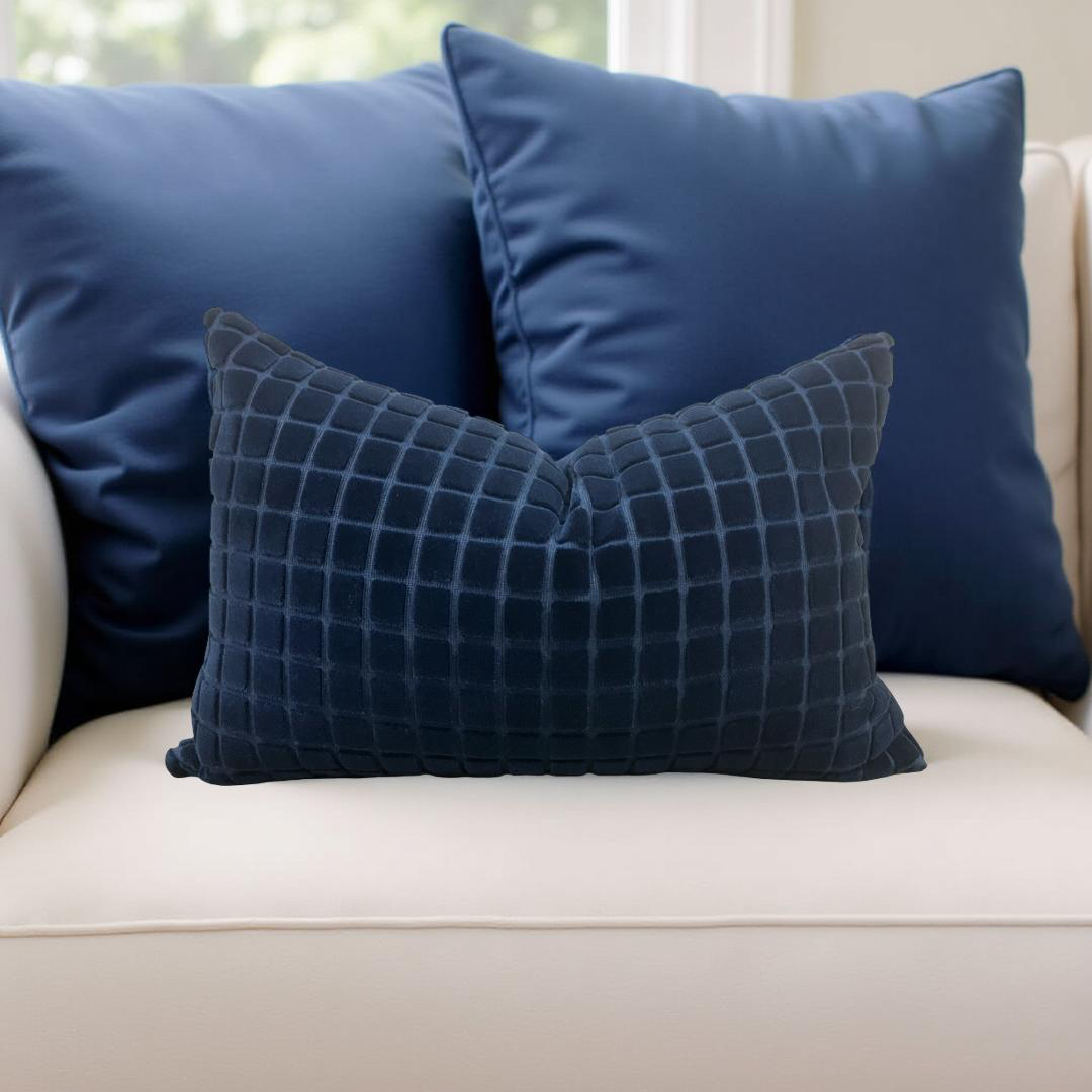 Designer Fabric Smalti Blue Grotto 12x18" Knife Edge Decorative Lumbar Pillow