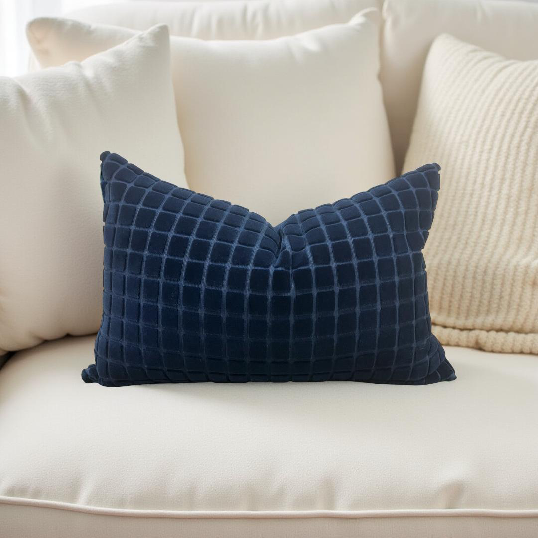 Designer Fabric Smalti Blue Grotto 12x18" Knife Edge Decorative Lumbar Pillow