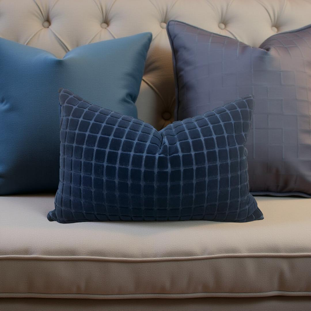 Designer Fabric Smalti Blue Grotto 12x18" Knife Edge Decorative Lumbar Pillow