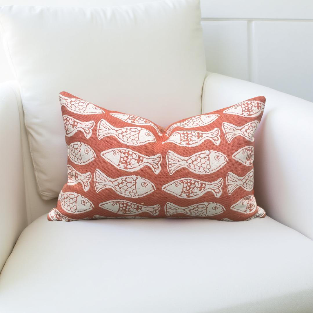 Designer Fabric Persimmon 12x18" Knife Edge Lumbar Pillow