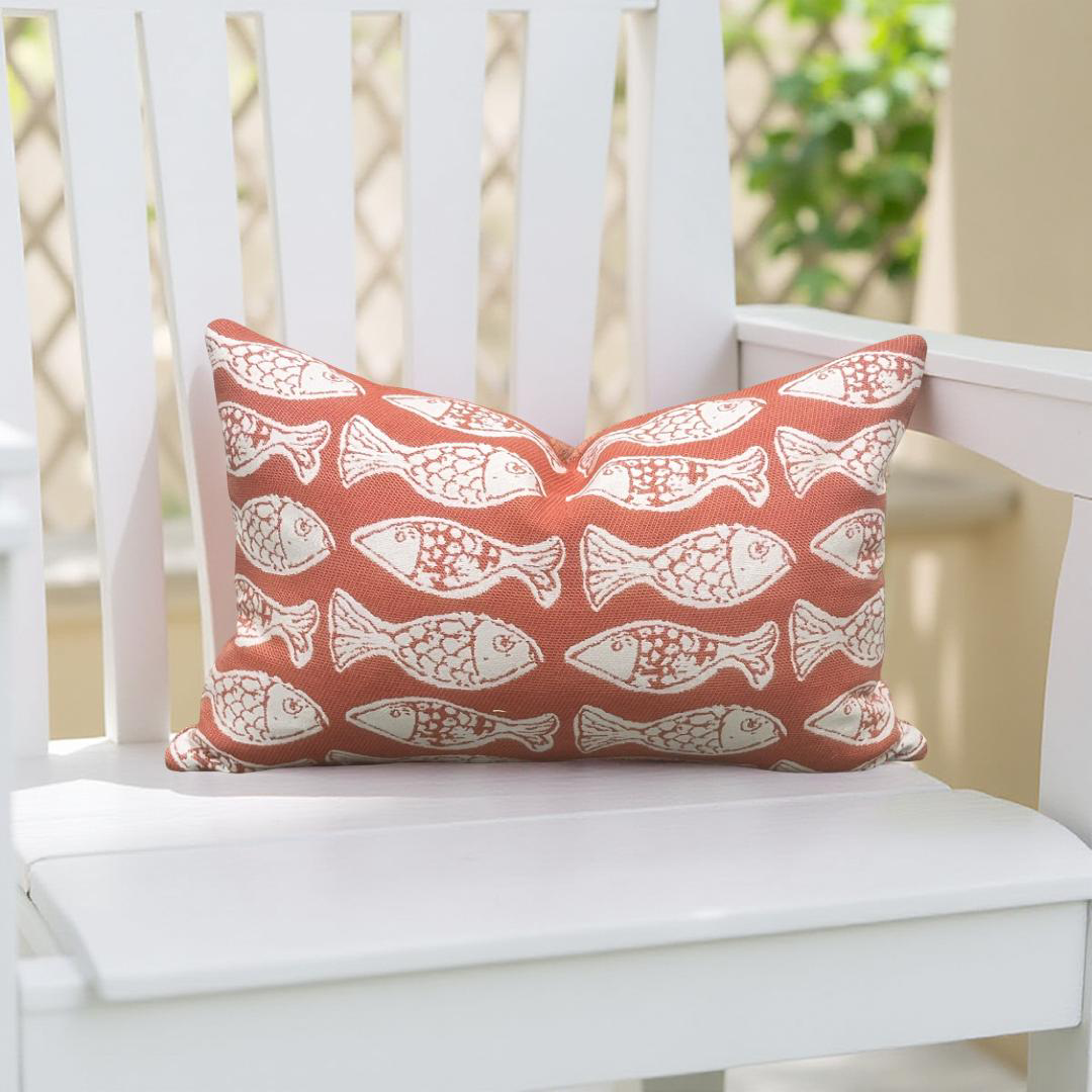 Designer Fabric Persimmon 12x18" Knife Edge Lumbar Pillow