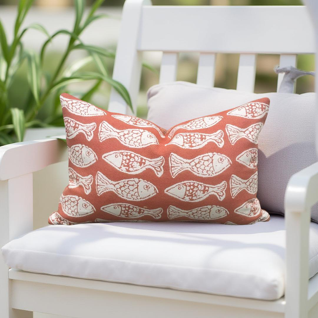 Designer Fabric Persimmon 12x18" Knife Edge Lumbar Pillow