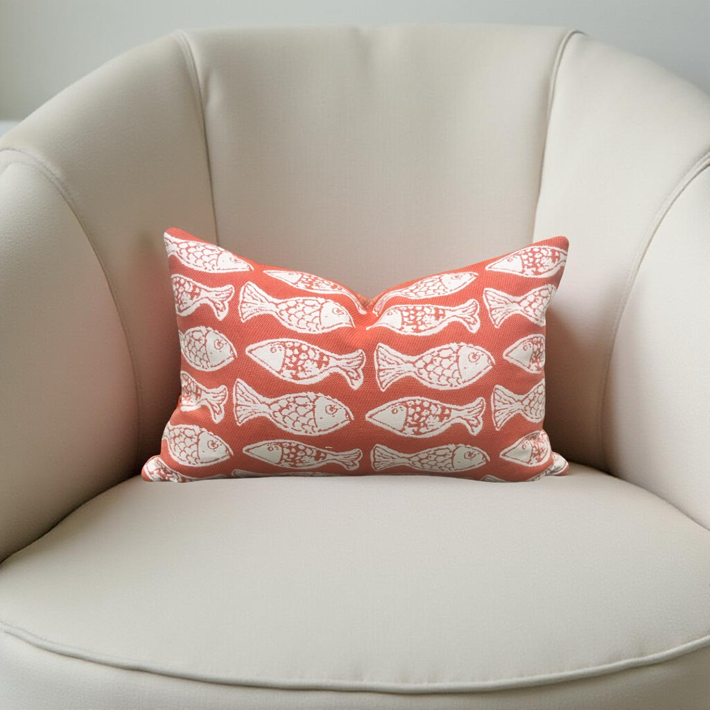 Designer Fabric Persimmon 12x18" Knife Edge Lumbar Pillow