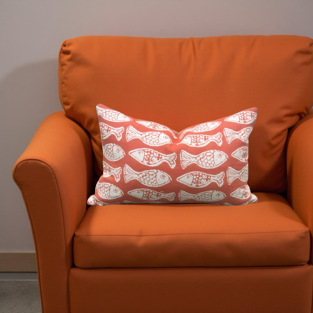 Designer Fabric Persimmon 12x18" Knife Edge Lumbar Pillow