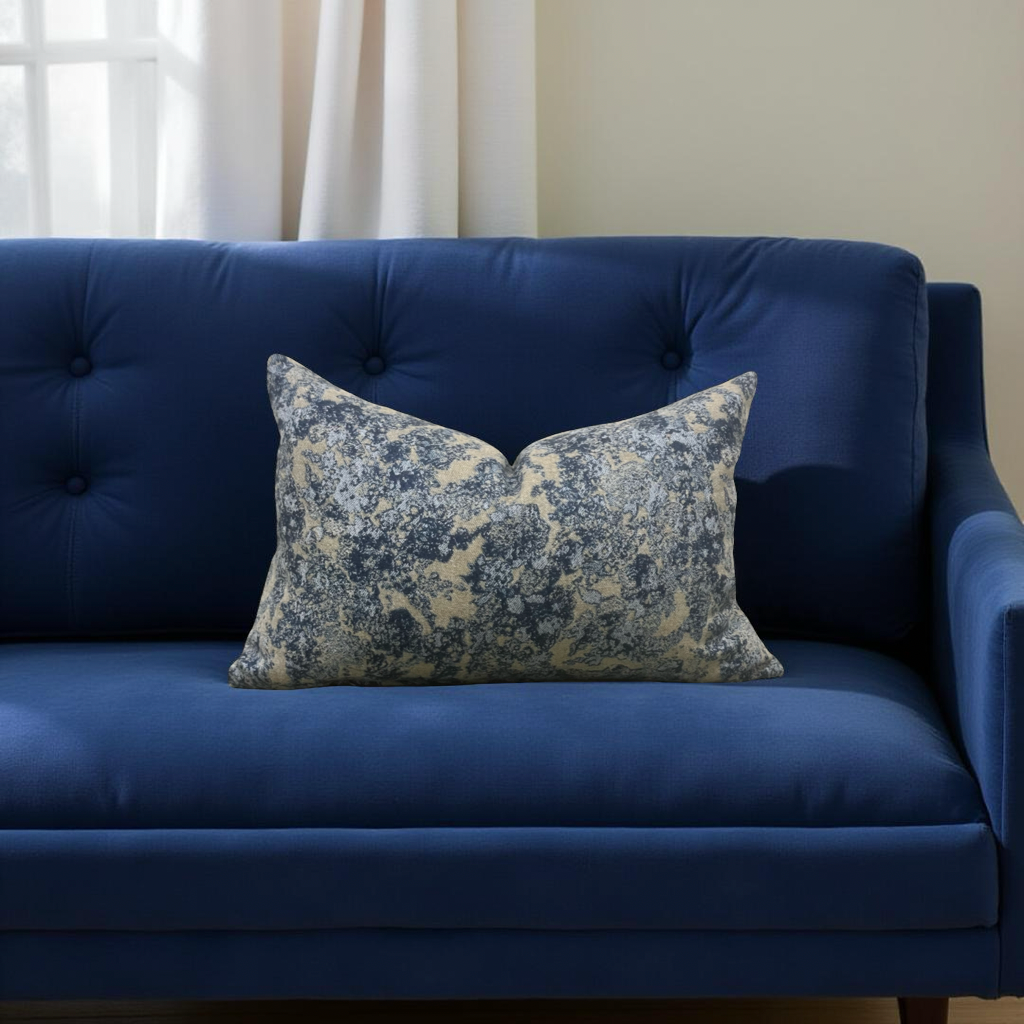 Designer Fabric Solstice Lapis Lazuli 12x18" Knife Edge Decorative Lumbar Pillow