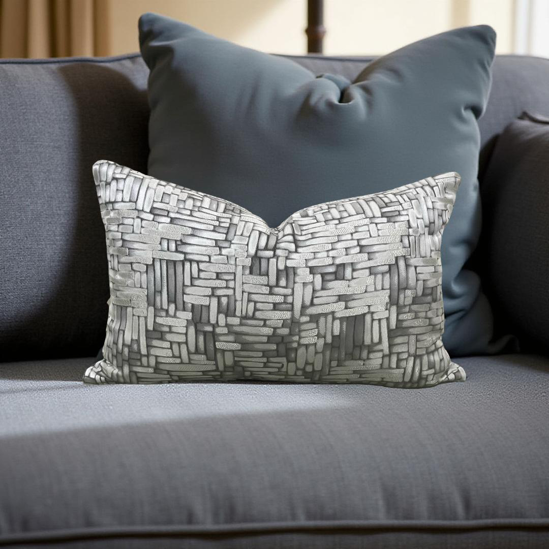 Designer Fabric Eduardo Mercury 12x18" Knife Edge Decorative Lumbar Pillow