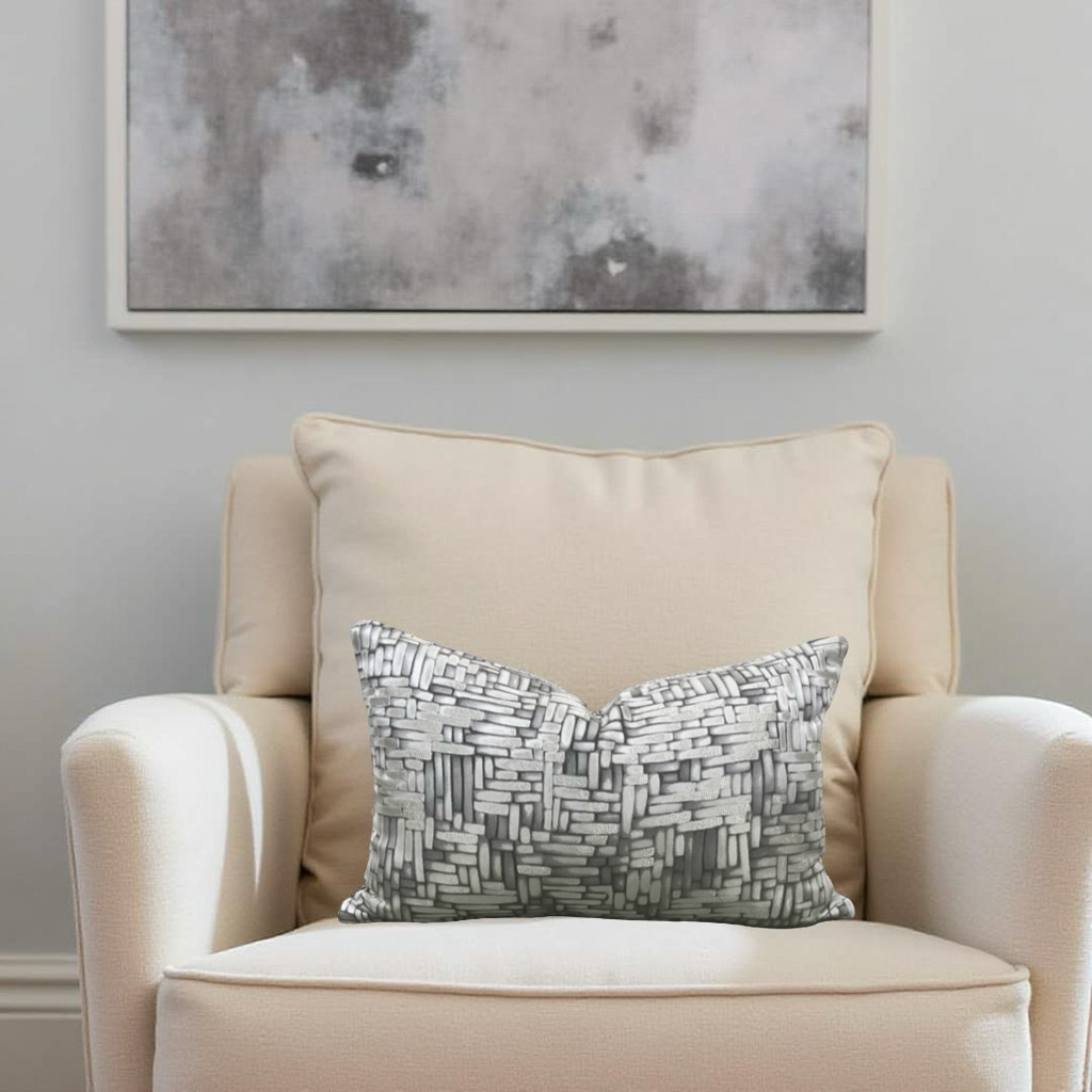 Designer Fabric Eduardo Mercury 12x18" Knife Edge Decorative Lumbar Pillow
