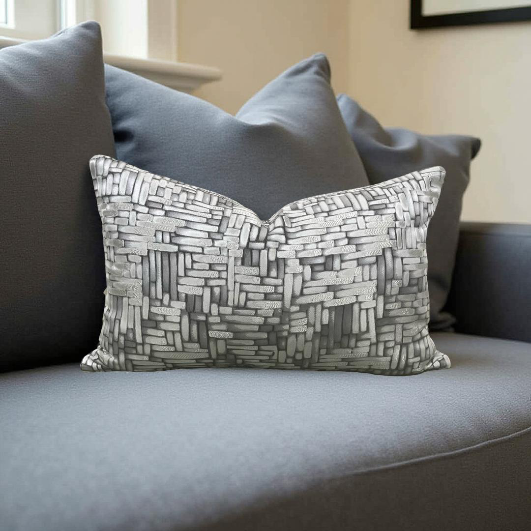 Designer Fabric Eduardo Mercury 12x18" Knife Edge Decorative Lumbar Pillow