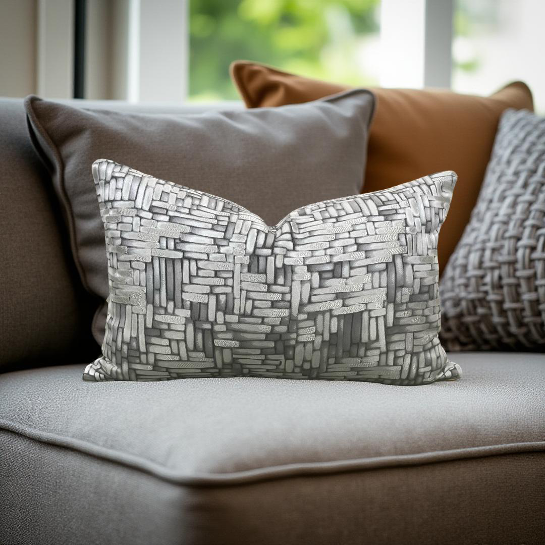 Designer Fabric Eduardo Mercury 12x18" Knife Edge Decorative Lumbar Pillow