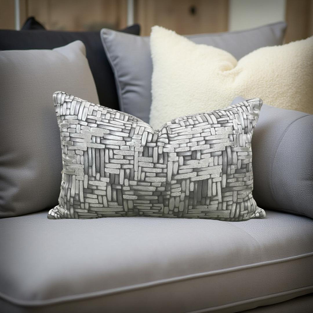 Designer Fabric Eduardo Mercury 12x18" Knife Edge Decorative Lumbar Pillow