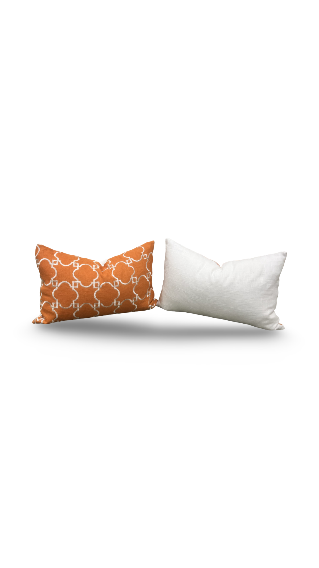 Orange and White Embroidered 12x18" Knife Edge Decorative Lumbar Pillow