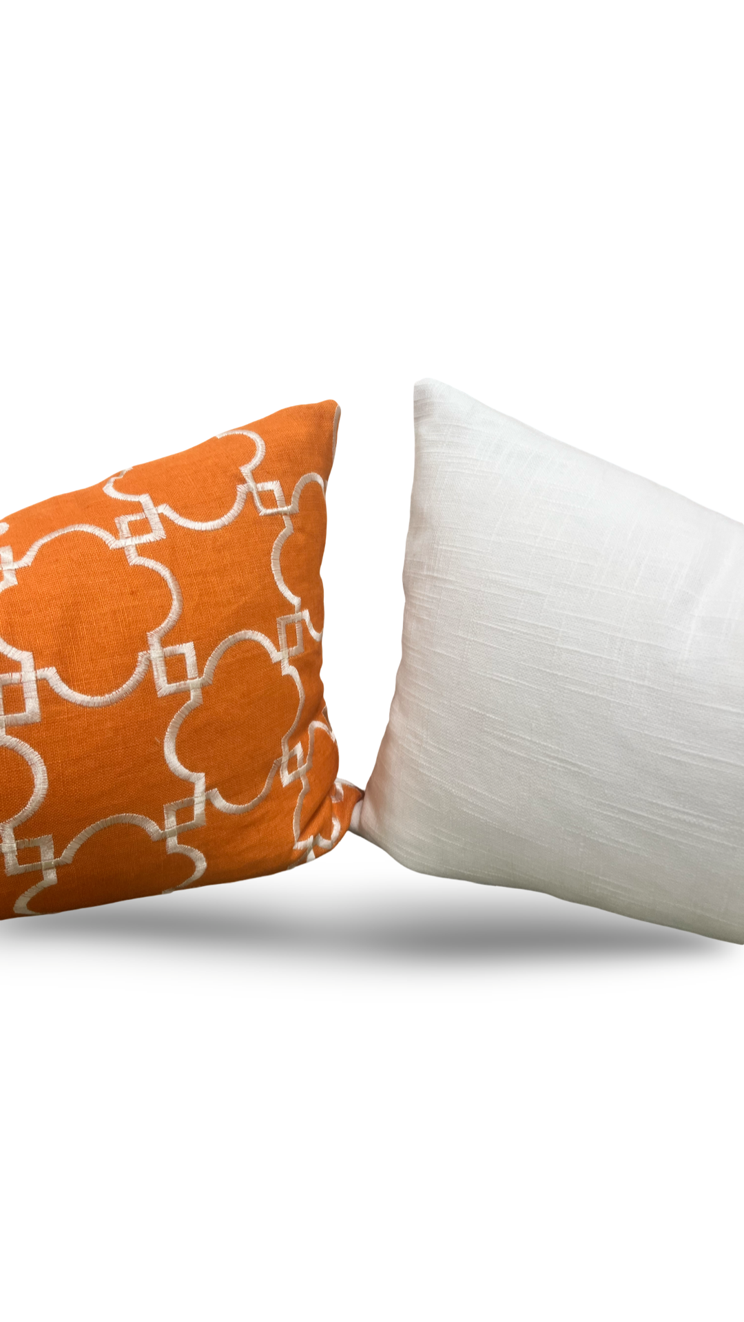 Orange and White Embroidered 12x18" Knife Edge Decorative Lumbar Pillow