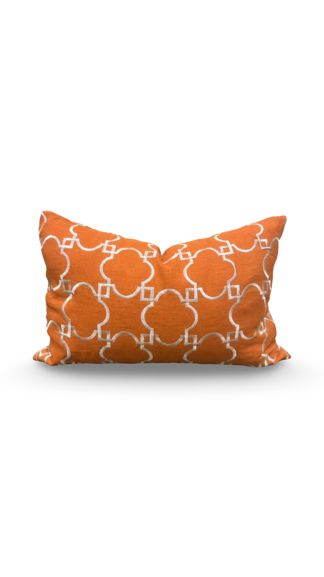 Orange and White Embroidered 12x18" Knife Edge Decorative Lumbar Pillow