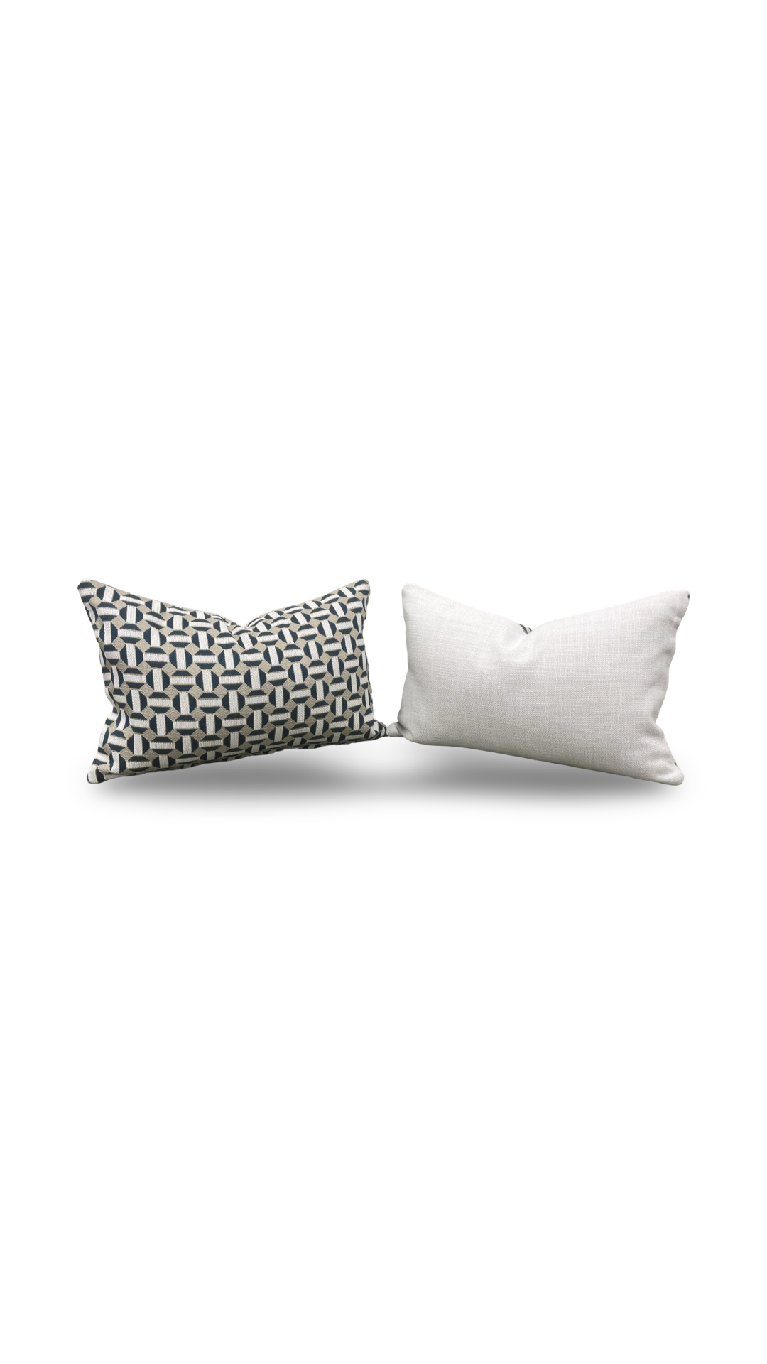 Aqua Cream and Tan Geometric 12X18" Knife Edge Decorative Lumbar Pillow