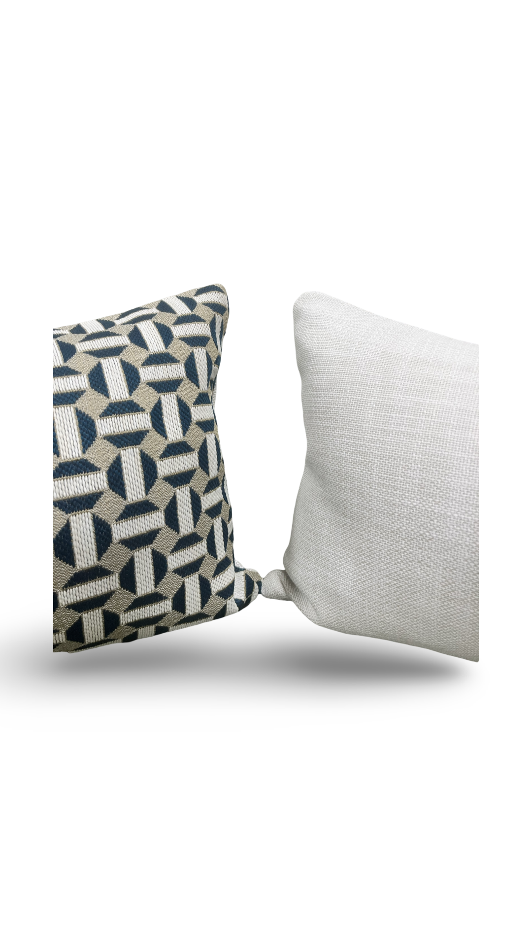 Aqua Cream and Tan Geometric 12X18" Knife Edge Decorative Lumbar Pillow