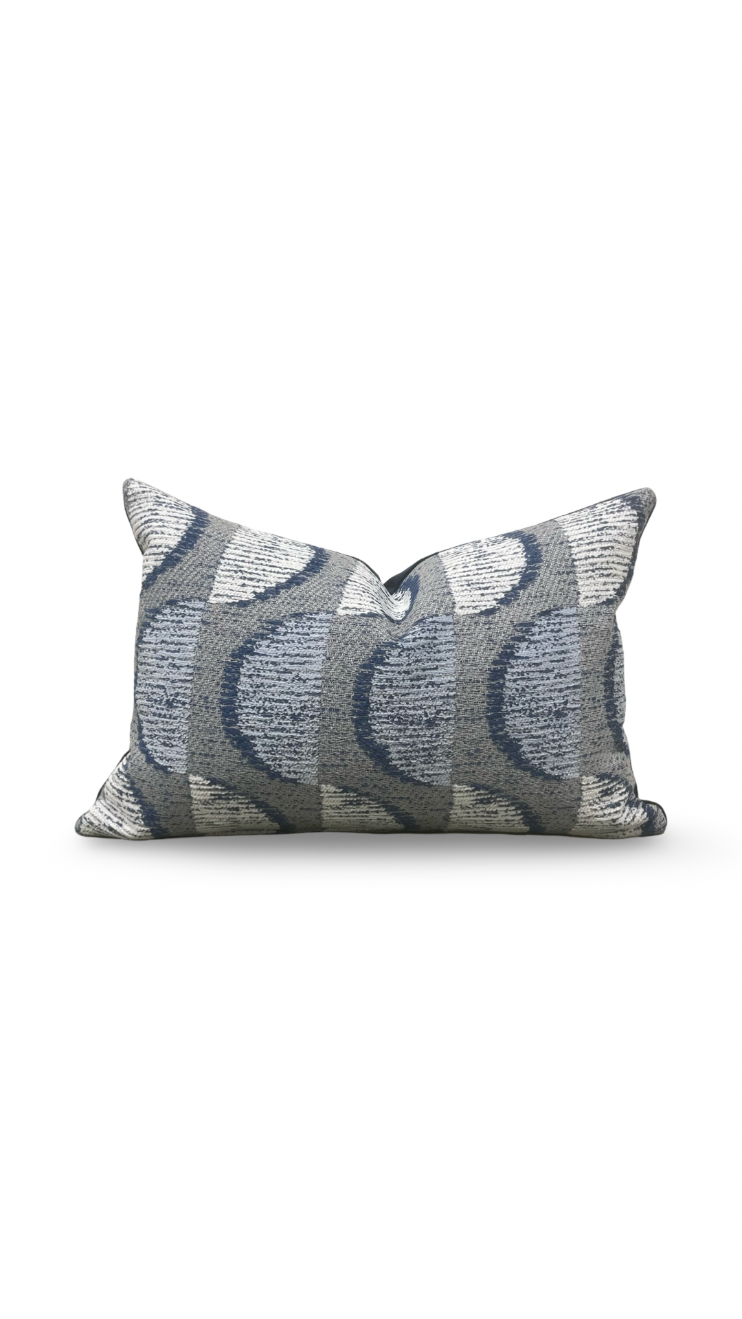 Decorative pillow with a wavy pattern on a white background