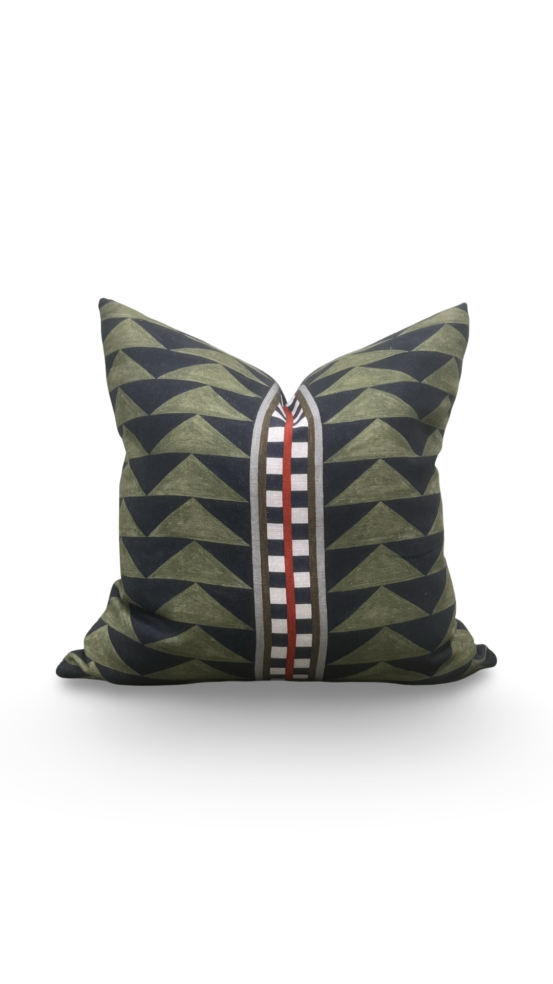 Decorative pillow with geometric pattern on a white background