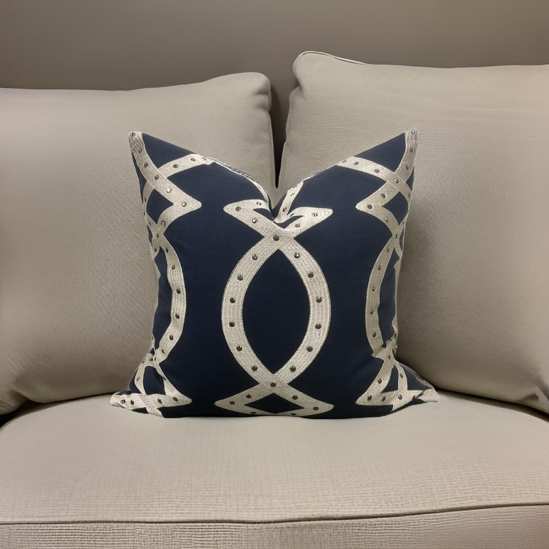 Scenario Studs Navy 22x22" Knife Edge Decorative Pillow