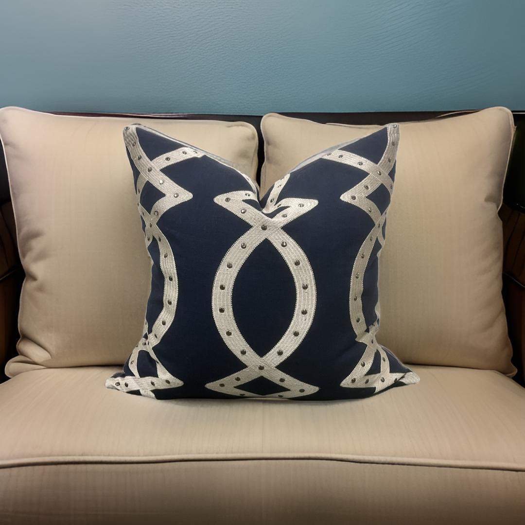 Scenario Studs Navy 22x22" Knife Edge Decorative Pillow