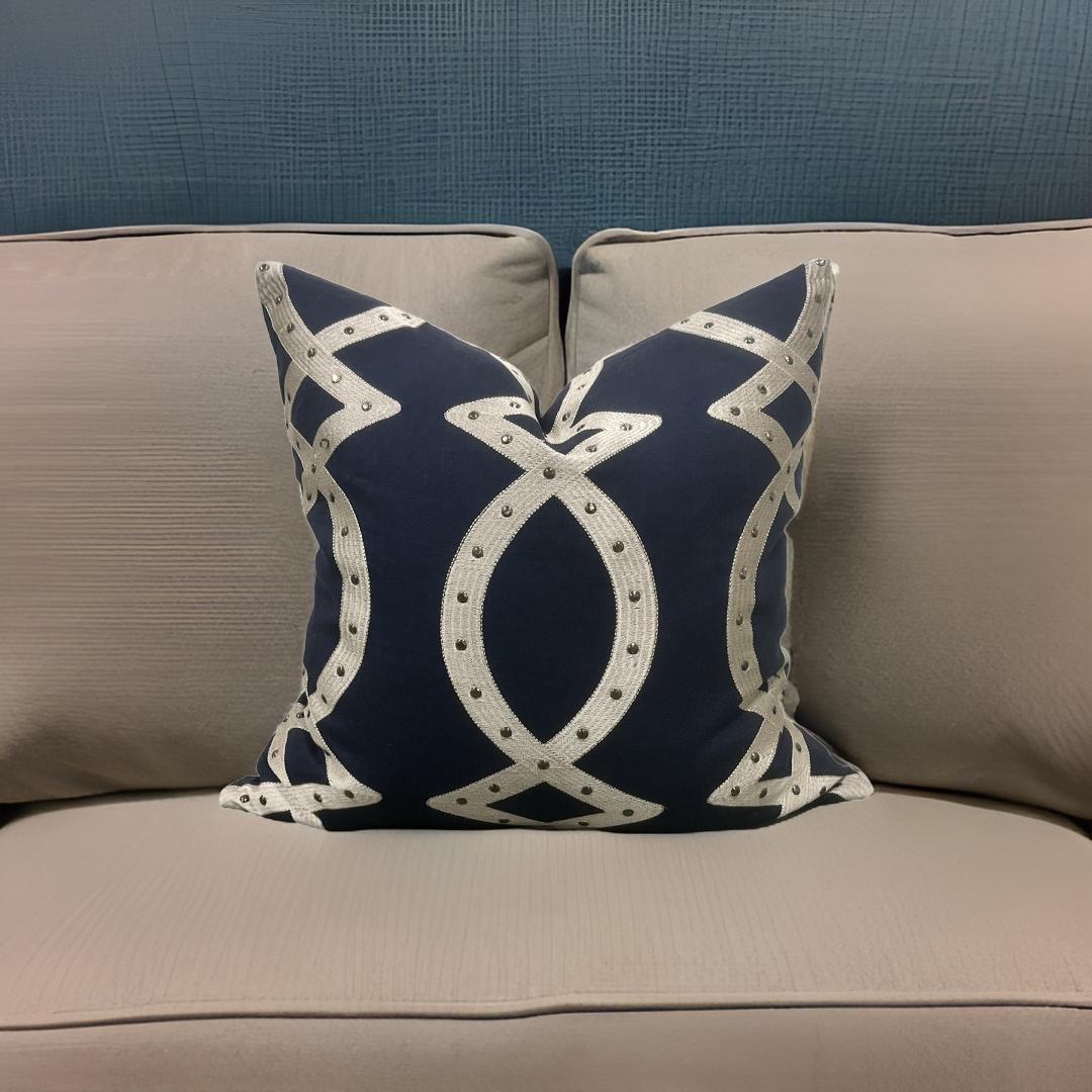 Scenario Studs Navy 22x22" Knife Edge Decorative Pillow