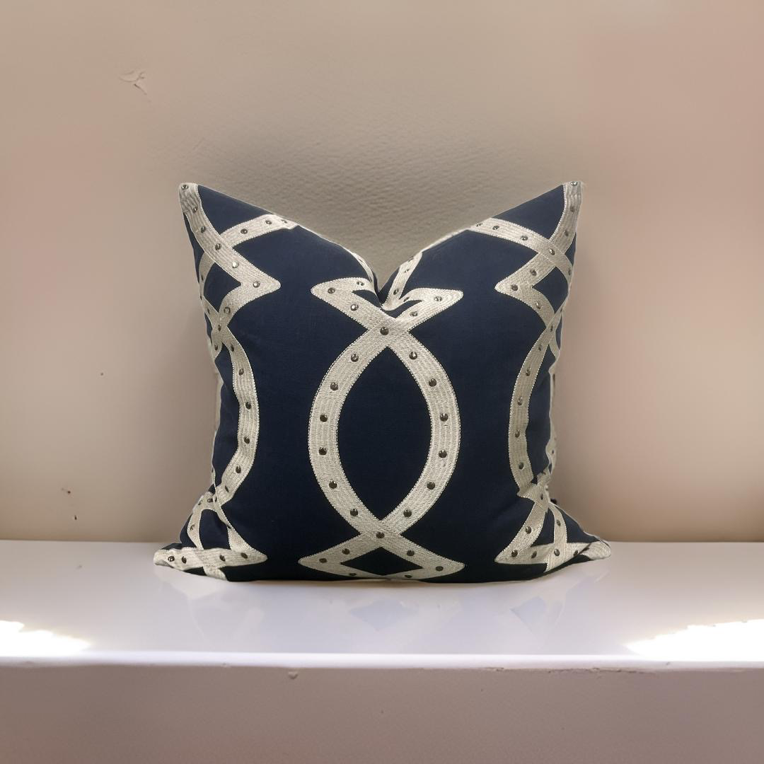 Scenario Studs Navy 22x22" Knife Edge Decorative Pillow