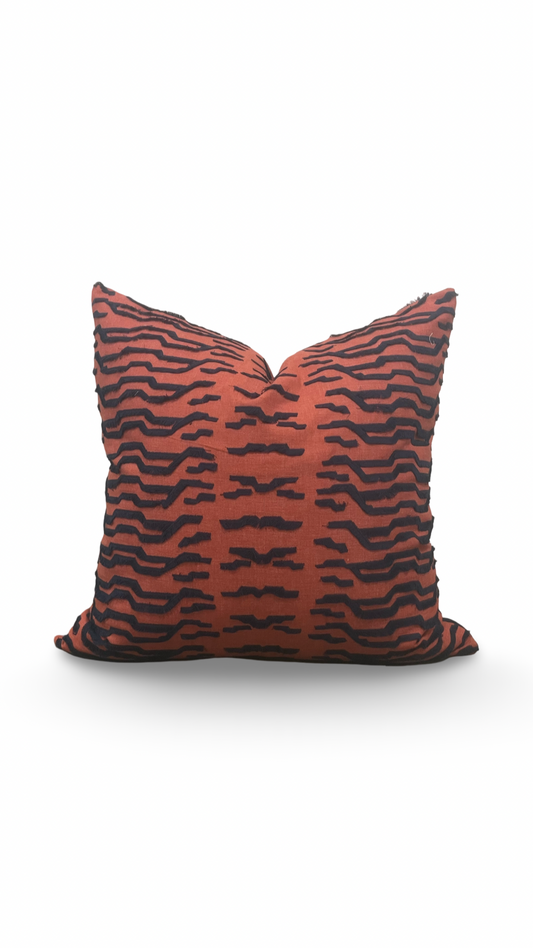 Luxury Fabric Tiger Fray Fire 22x22" Knife Edge Decorative Throw Pillow