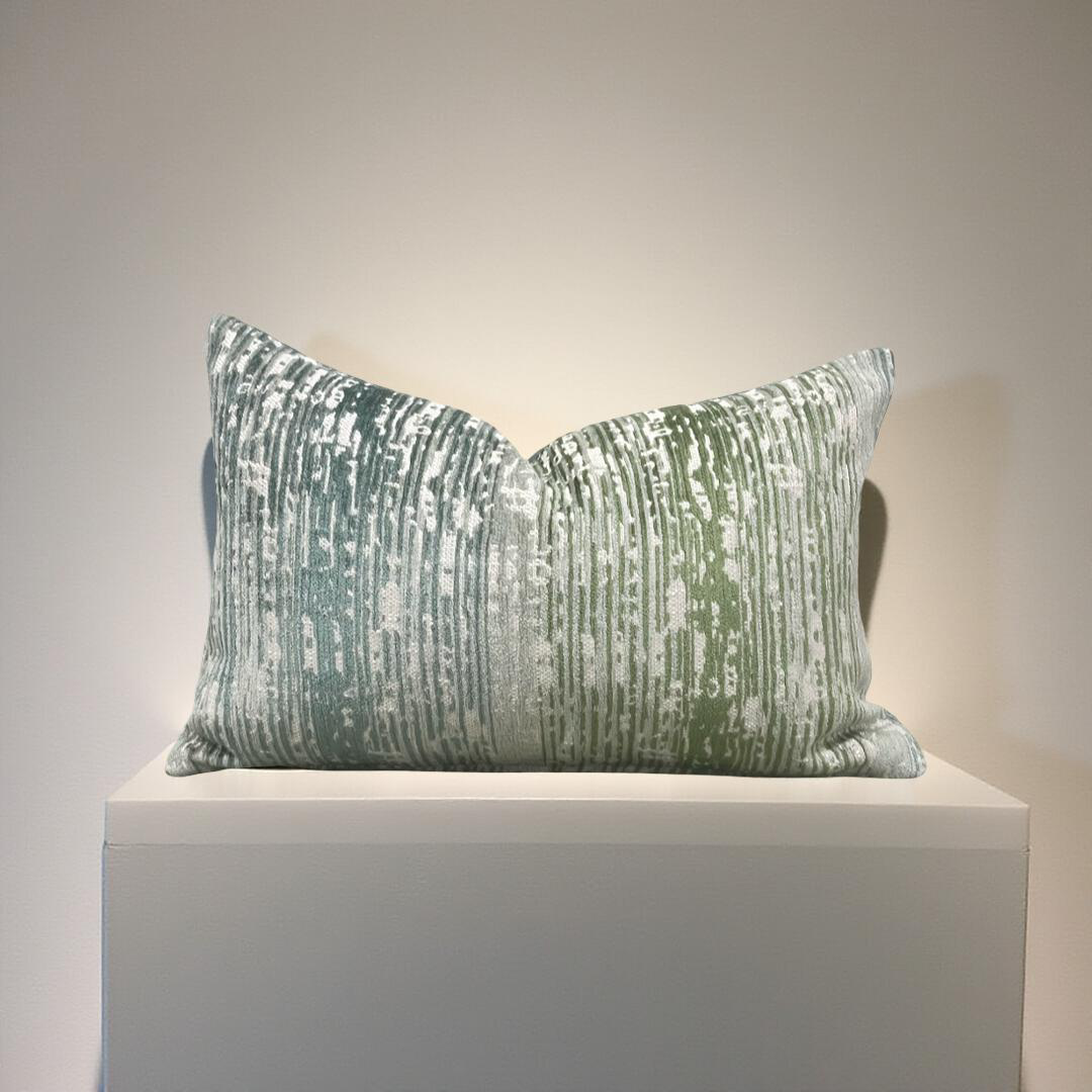 Designer Fabric Damirchik Verde Clark 12x18" Knife Edge Lumbar Pillow