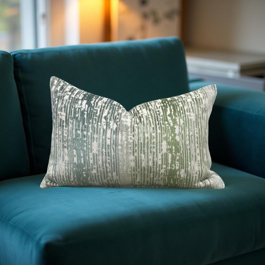 Designer Fabric Damirchik Verde Clark 12x18" Knife Edge Lumbar Pillow