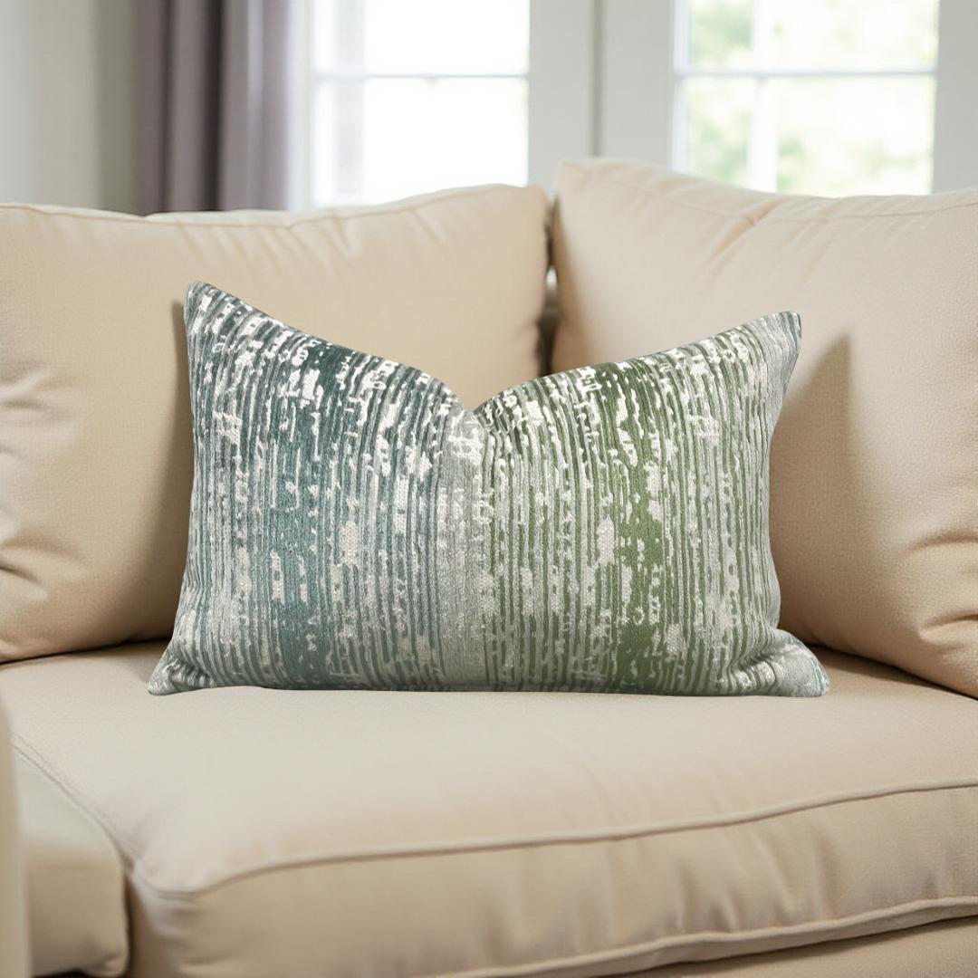 Designer Fabric Damirchik Verde Clark 12x18" Knife Edge Lumbar Pillow